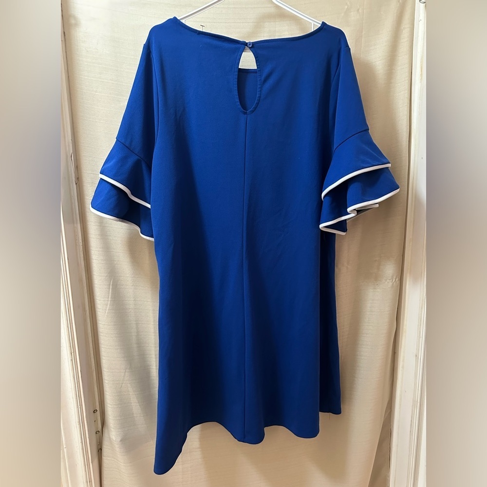 Paper Doll Royal Blue Shift Dress Women’s 2X Flutter Sleeve Plus Size No Belt - Picture 4 of 6